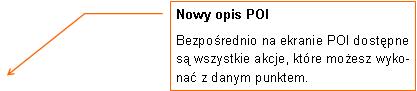 Objaśnienie liniowe 3: Nowy opis POI
Bezpośrednio na ekranie POI dostępne są wszystkie akcje, które możesz wykonać z danym punktem.