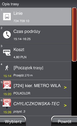 NaviExpert - Komunikacja miejska - opis trasy