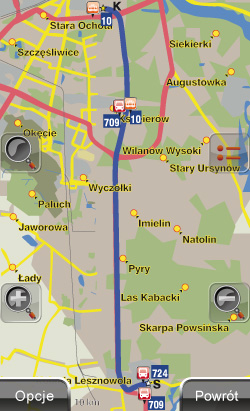 NaviExpert - Komunikacja miejska - widok trasy