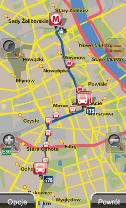 NaviExpert - Komunikacja miejska - widok trasy