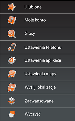 NaviExpert - Ekran menu ustawienia