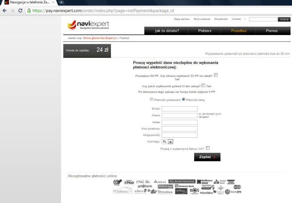 Weryfikacja płatności elektronicznej w NaviExpert