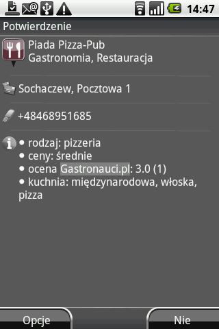 Informacje na temat lokalu POI