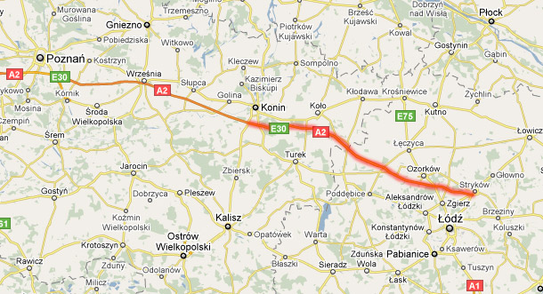 Odcinek autostrady A2 od Strykowa do Konina
