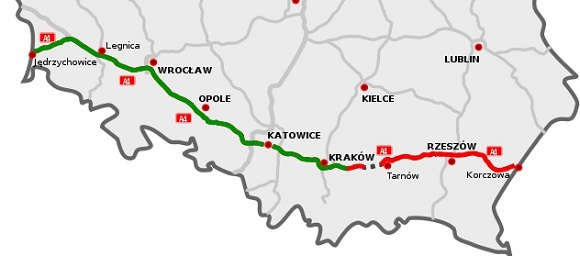 Mapa stanu prac na polskich drogach