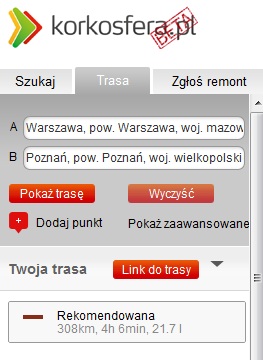 Korkosfera trasa Warszawa - Poznań