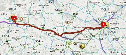 Trasa Poznań Warszawa