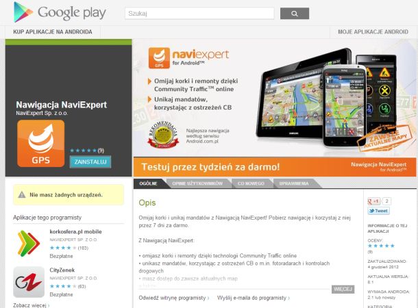 NaviExpert w Sklepie Google Play