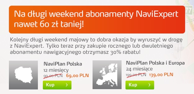 Promocja NaviExpert 60 zł taniej na długi weekend