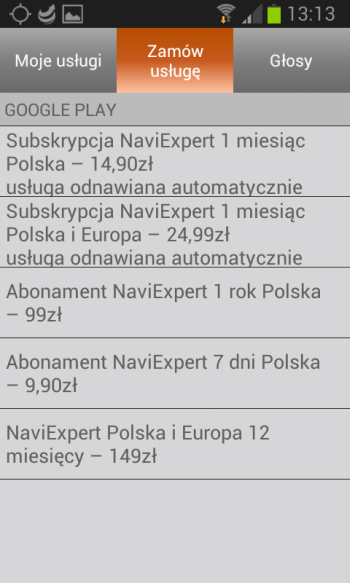 Zamawianie usług NaviExpert