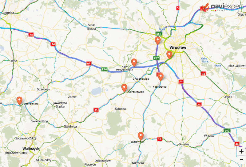 Mapa kontroli prędkości Dolny Śląsk