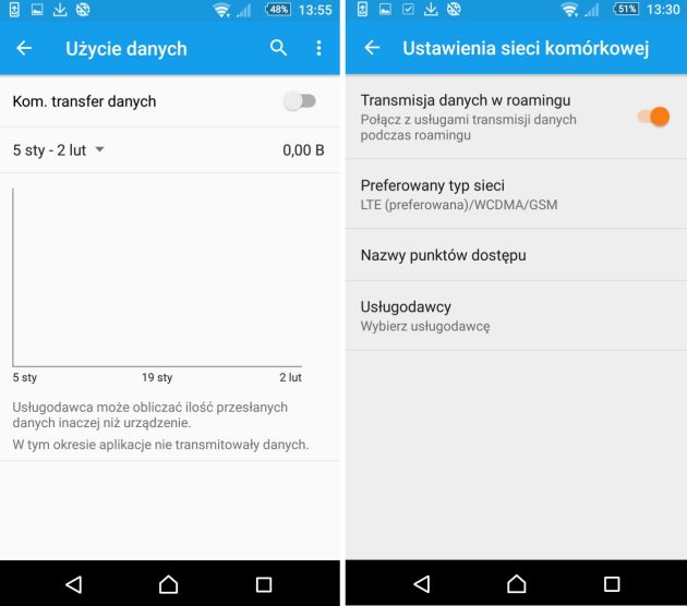 Roaming danych w Android 5.x