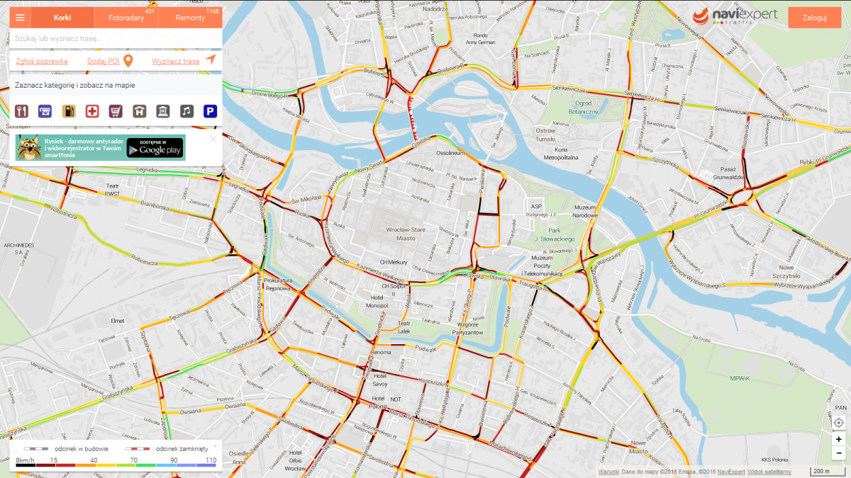 Mapa korków w NaviExpert