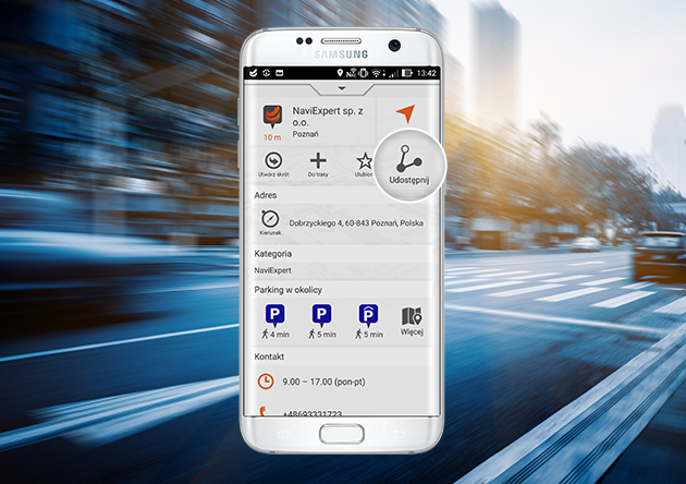 Udostępnij punkt na mapie z NaviExpert