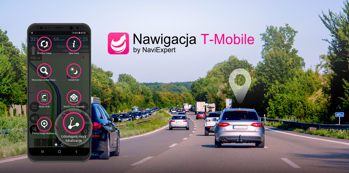 Nawigacja T-Mobile z funkcją udostępniania lokalizacji